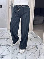 Женские классические брюки палаццо из костюмной ткани в полоску (р. 42-48) 43SH1076