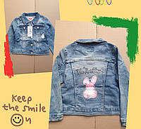Джинсовые детские пиджаки для девочек оптом 3--8лет