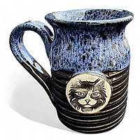 Чашка Котик синяя ручной работы