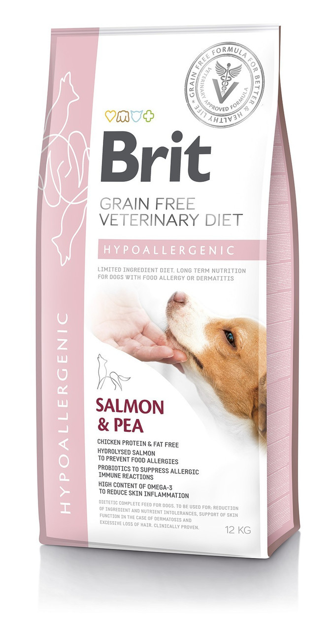 Лікувальний сухий корм для собак Brit Grain-free Veterinary Diet Dog Hypoallergenic при харчовій алергії з лососем, горохом та