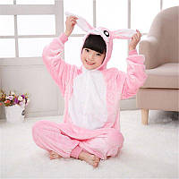 Кигуруми детский рост 100-110 см розовый зайчик, детская пижама костюм кигуруми с капюшоном на пуговицах