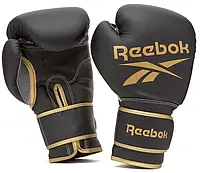 Боксерские перчатки PU Reebok 12 унц. черные с золотым (RSCB-12010GB-12)
