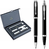 Набор Parker IM Matte Black CT RB+BP, шариковая ручка + ручка-роллер в подар. упак.