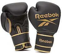 Боксерские перчатки PU Reebok 14 унц. черные с золотым (RSCB-12010GB-14)