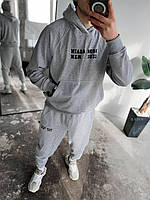Мужской спортивный костюм прогулочный (серый меланж) трендовый комфортный с надписями трехнитка петля sBRN4