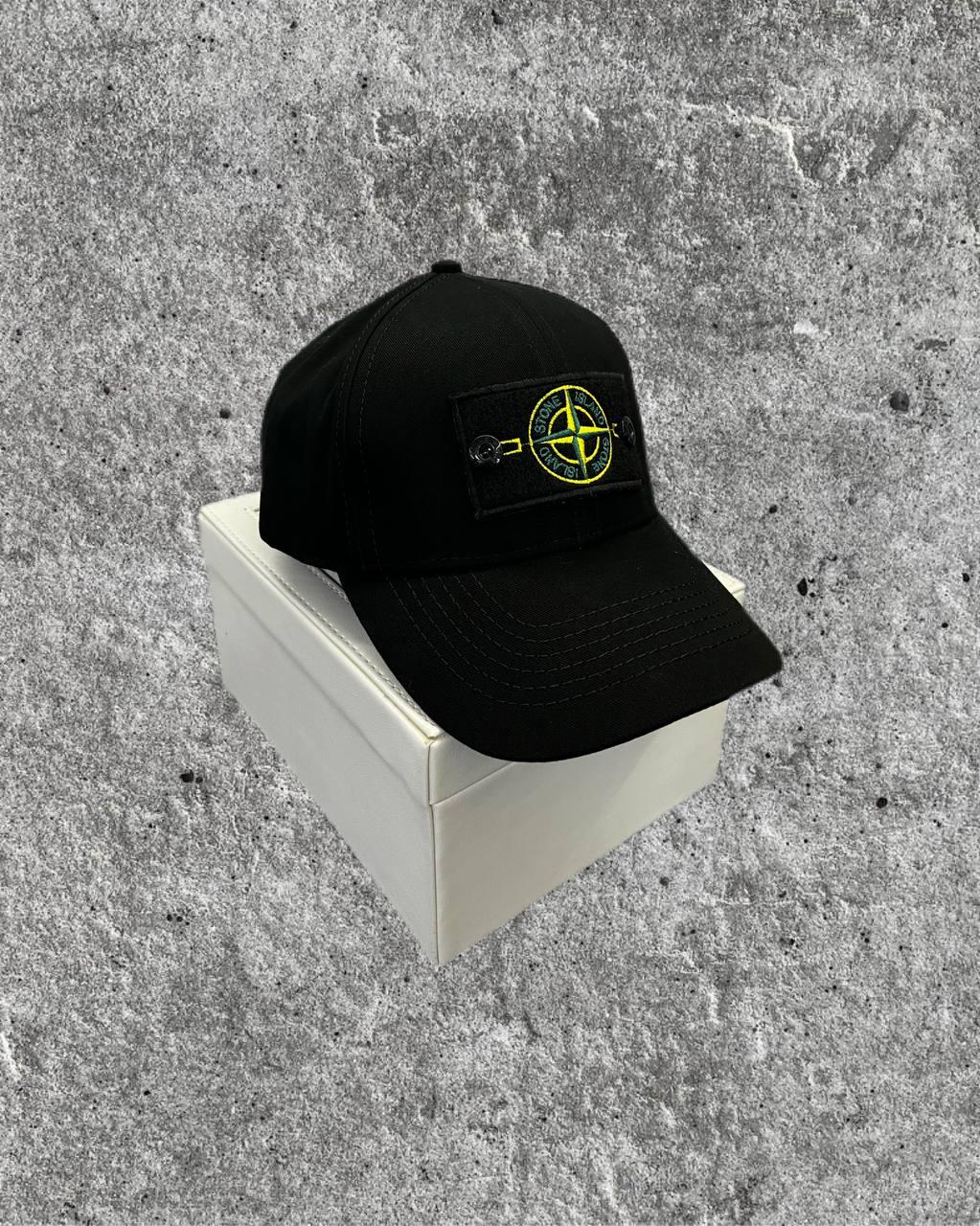 Кепка Stone Island з патчем чорна літня чоловіча Бейсболка Стон Айленд спортивна