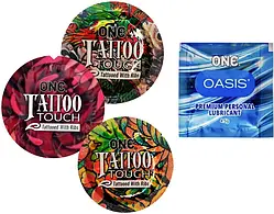 Презервативи One Tattoo Touch 3 шт + Лубрикант One Oasis 4.5 мл