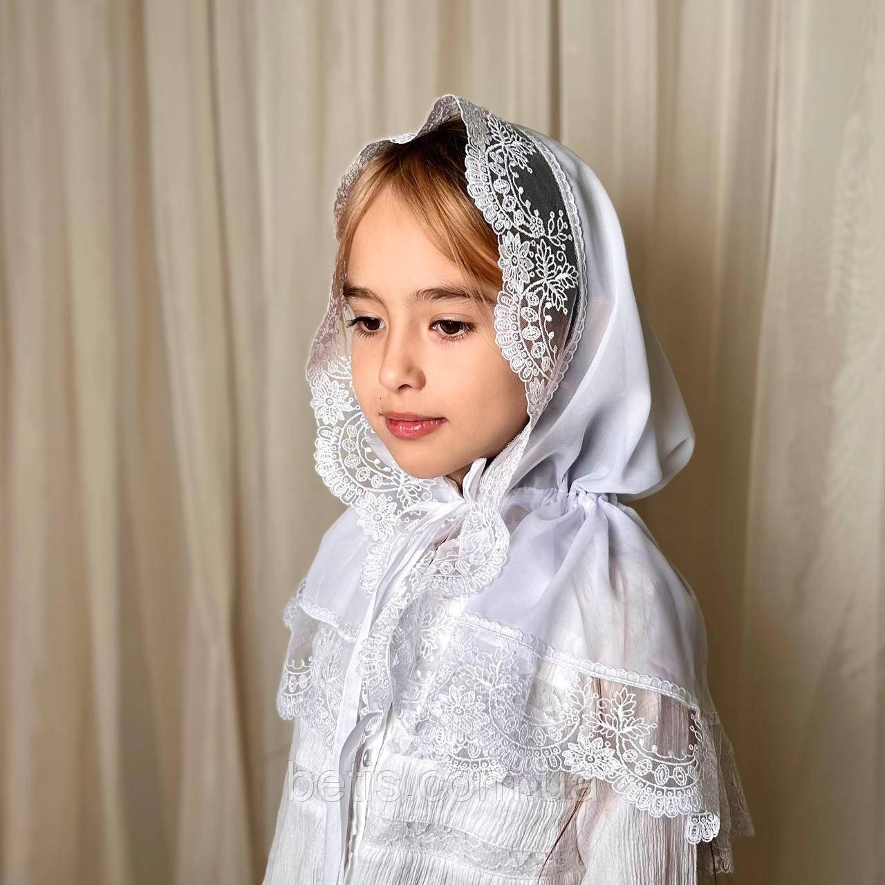 Палантин BetiS  "Світлинка" для дітей Молочний/пудра Шифон 91447812  60*90 см