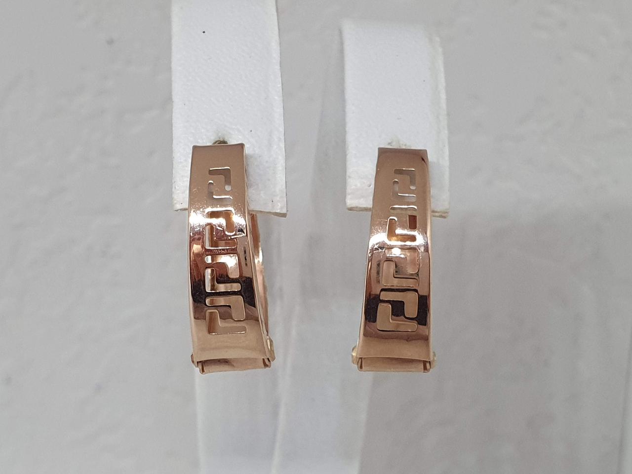 Золоті сережки 2 в 1 з алмазною гранню. 2543