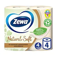 Туалетний папір ZEWA Natural Soft білий, 4-шаровий, 130 відривів, 4 рулони