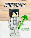 Дитяча ігрова фігурка Minecraft Майнкрафт з зброєю Lego Сірий з вбудованим годинником, фото 2