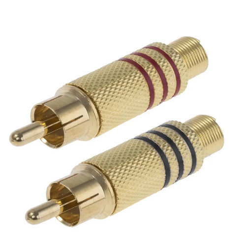 Штекер RCA, корпус метал, gold, з пружиною, 6.5мм, пара