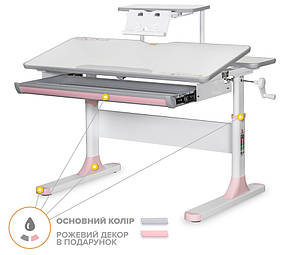 Письмовий стіл для дівчинки школяра в дитячу кімнату | Mealux Edmonton Lite PN з полицею