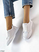 Женские модные стильные кожаные кеды белые демисезонные для повседневной носки