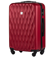 Большой бордовый чемодан дорожный на 4 колесах wings чемодан L пластиковый крепкий чемоданчик поликарбонат