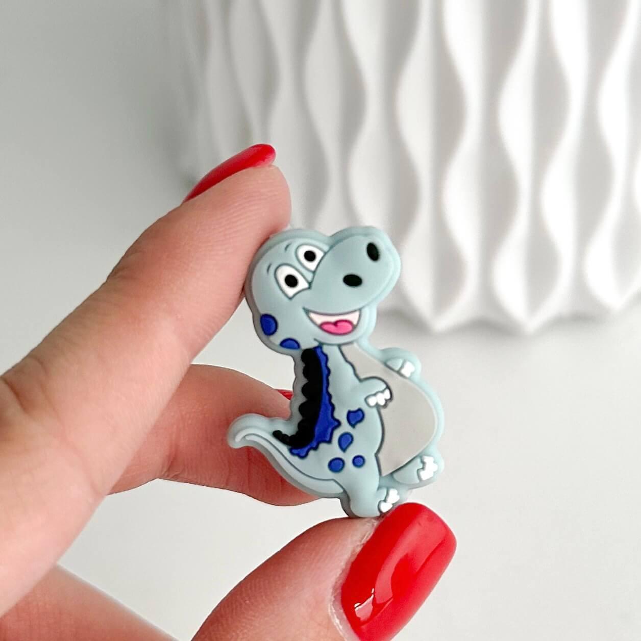 Міні Динозавр (бебі блю) силіконова намистина, фото 1