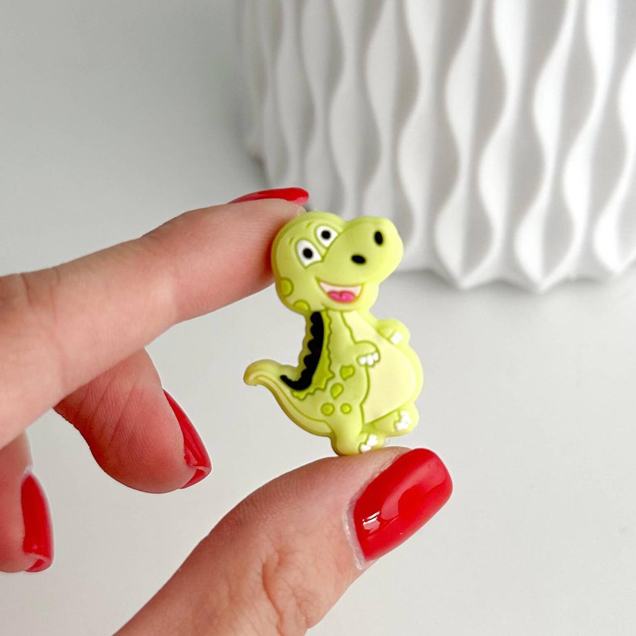 Міні Динозавр (салатовий) силіконова намистина, фото 1