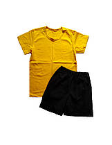 Дитячий комплект помаранчева футболка та чорні шорти 2,3,4,5,6,7,8 років