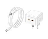 Мережевий зарядний пристрій BOROFONE BA76A Source dual port PD35W(2C) charger set(Type-C to Type-C) White, фото 3