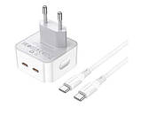 Мережевий зарядний пристрій BOROFONE BA76A Source dual port PD35W(2C) charger set(Type-C to Type-C) White, фото 5