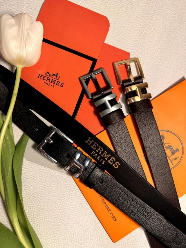 Ремінь шкіряний жіночий Hermes чорний 30 мм. 931534