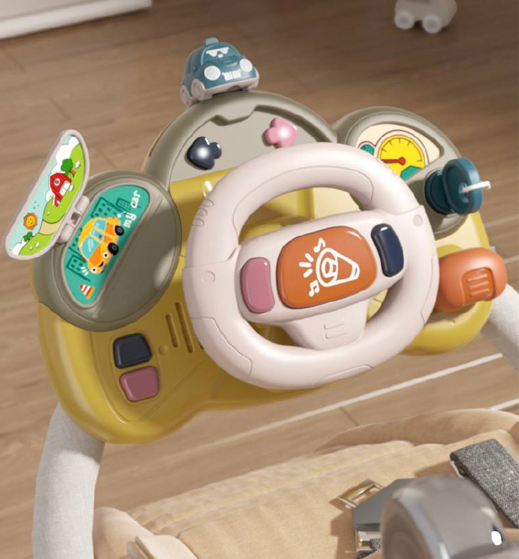 Музичне кермо на коляску 6662 з музикою та ременями для кріплення Таксі, фото 1