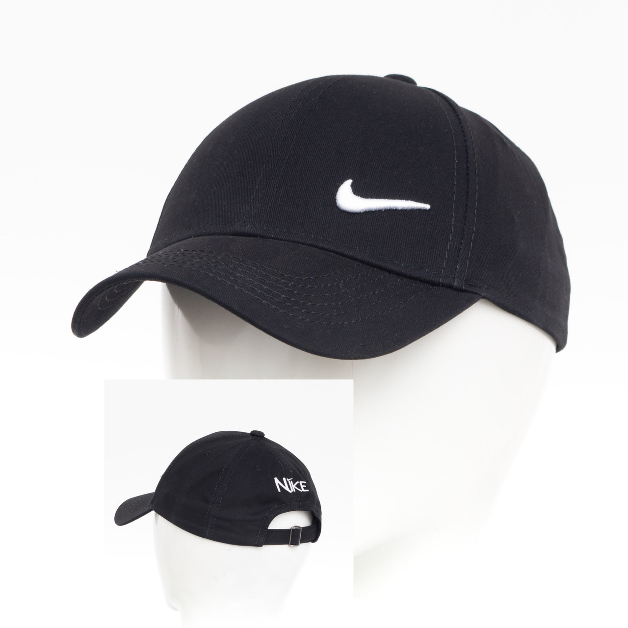 Бейсболка  Nike 6-ти клинка 2 вишивки (преміум) чорний+б