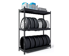 Стелаж для коліс Титан 300 кг з полицею ДСП метал фарбований антрацит 1680х1200х500 мм (Меткас-ТМ)