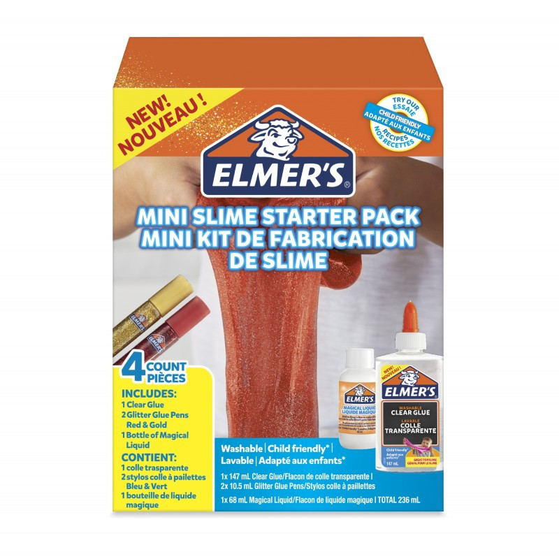 Набір для створення слаймів Elmer's Mini Starter Kit 4 шт. Активатор, Клей Прозорий, Клей з Блискітками (00851)