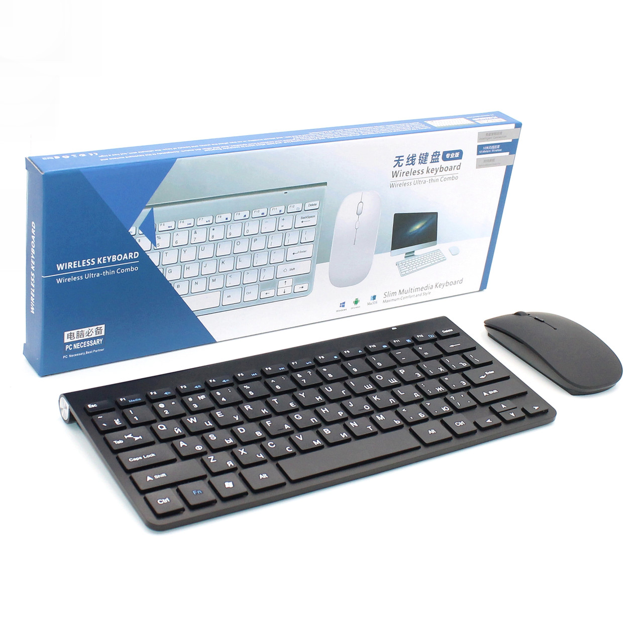 Бездротова USB клавіатура миша комплект Набір чорна клавіатура миша для комп'ютера ПК Wireless keyboard