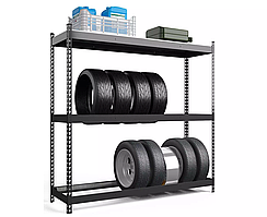 Стелаж для коліс Титан 300 кг з полицею ДСП метал фарбований антрацит 1680х1800х500 мм (Меткас-ТМ)