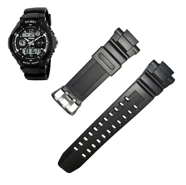 Ремінець на годинник Skmei 0931 Чорний БЕЗ НАЛОЖКИ!, фото 1