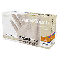 Перчатка латексная смотровая нестерильная без пудры ТМ MedTouch р. L