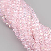 Намистини Swarovski огранювання рондель 6х4,8 мм Ø 1 мм 40 см (+-85 шт.) Рожевий світлий АВ прозорий