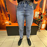 Джинси жіночі МОМ стрейч вільні світлі 26 блакитні, фото 6