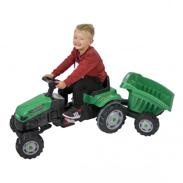 Дитячий великий трактор на педалях із причепом оптом клаксон на кермі