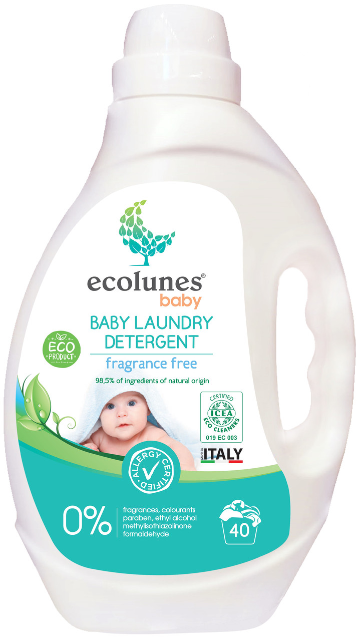 Гіпоалергенний рідкий органічний гель для прання дитячого одягу без запаху, Ecolunes,2000 мл