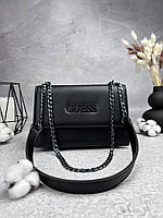 Жіноча сумка GUESS black nickel на ланцюжку. Брендові жіночі сумочки шкіряні