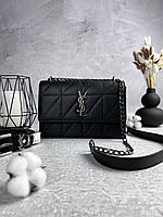 Женская сумка Saint Laurent (YSL) black nickel на цепочке. Брендовые женские сумочки кожаные