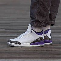 Кросівки Nike Air Jordan Retro 3 Dark Iris White / Найк Аїр Джордан Ретро 3 Дарк Іріс