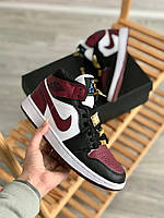Кросівки Nike Air Jordan Retro 1 SE Black Bordo White / Найк Аїр Джордан Ретро 1