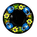 Підсвічник дерев'яний Петриківський розпис ручна робота 3x9 см ЖОВТО-БЛАКИТНИЙ ВІНОЧОК Український сувенір, фото 6