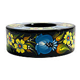 Підсвічник дерев'яний Петриківський розпис ручна робота 3x9 см ЖОВТО-БЛАКИТНИЙ ВІНОЧОК Український сувенір, фото 10