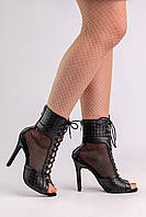 Танцевальные туфли для Хай-Хиллс танцев на высоком каблуке 9,5 см. На шнуровке с открытым носком. Цвет черный