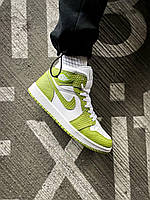 Кросівки Nike Air Jordan 1 Mid Green Python / Найк Аїр Джордан Високі