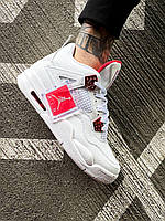 Чоловічі Кросівки Nike Air Jordan 4 Retro White Red / Найк Аїр Джордан 4 Ретро