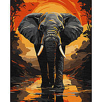 Картина за номерами SANTI Слон з металізованими фарбами 40х50