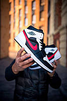 Чоловічі Кросівки Nike Air Jordan Retro 1 High Black White / Найк Аїр Джордан Ретро