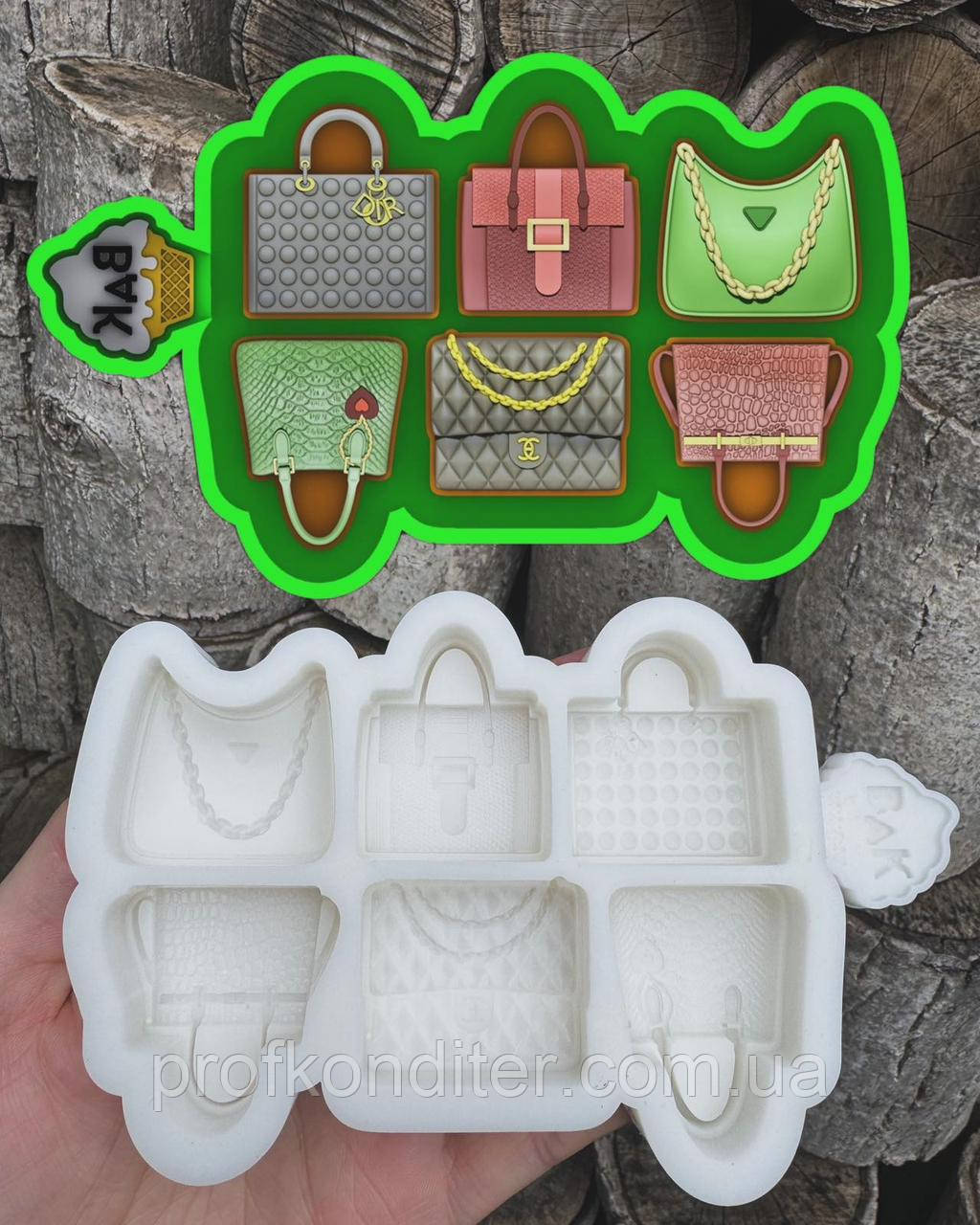Ексклюзив! Силіконовий молд для шоколаду, карамелі та ін "Сумочки асорті №2", фото 1
