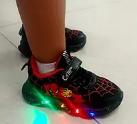 Повседневные кроссовки Disney со светодиодной подсветкой, черные, уличная обувь с сеткой 25 - 31